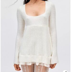 Urban Outfitters Kimchi Blue Hannah Ruffle Trim Babydoll Sweater